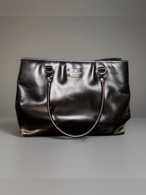 Kate Spade Large Black Leather Tote | Gold Hardware | Spacious Work/School Bag